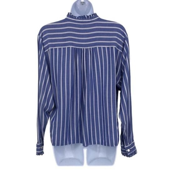 Loft Women's Button Down Blue with White Stripe Blouse Size Small - Picture 7 of 7